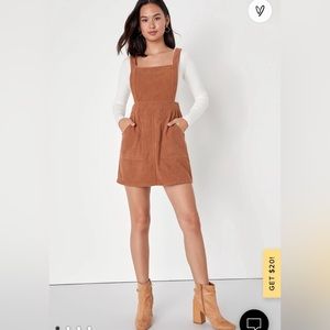Brown Corduroy Pinafore Mini Dress from Lulus